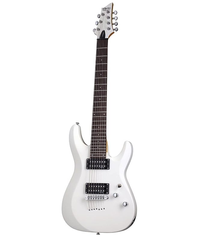 Schecter C-7 DELUXE Satin White 7-String Solid-Body Electric Guitar